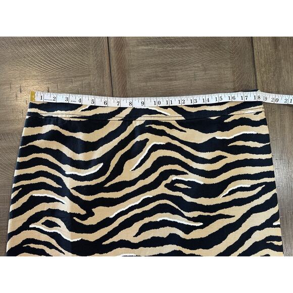 Talbots Straight Skirt Knee Length Tan Black Animal Print Zebra Tiger Size 14 - Picture 8 of 12